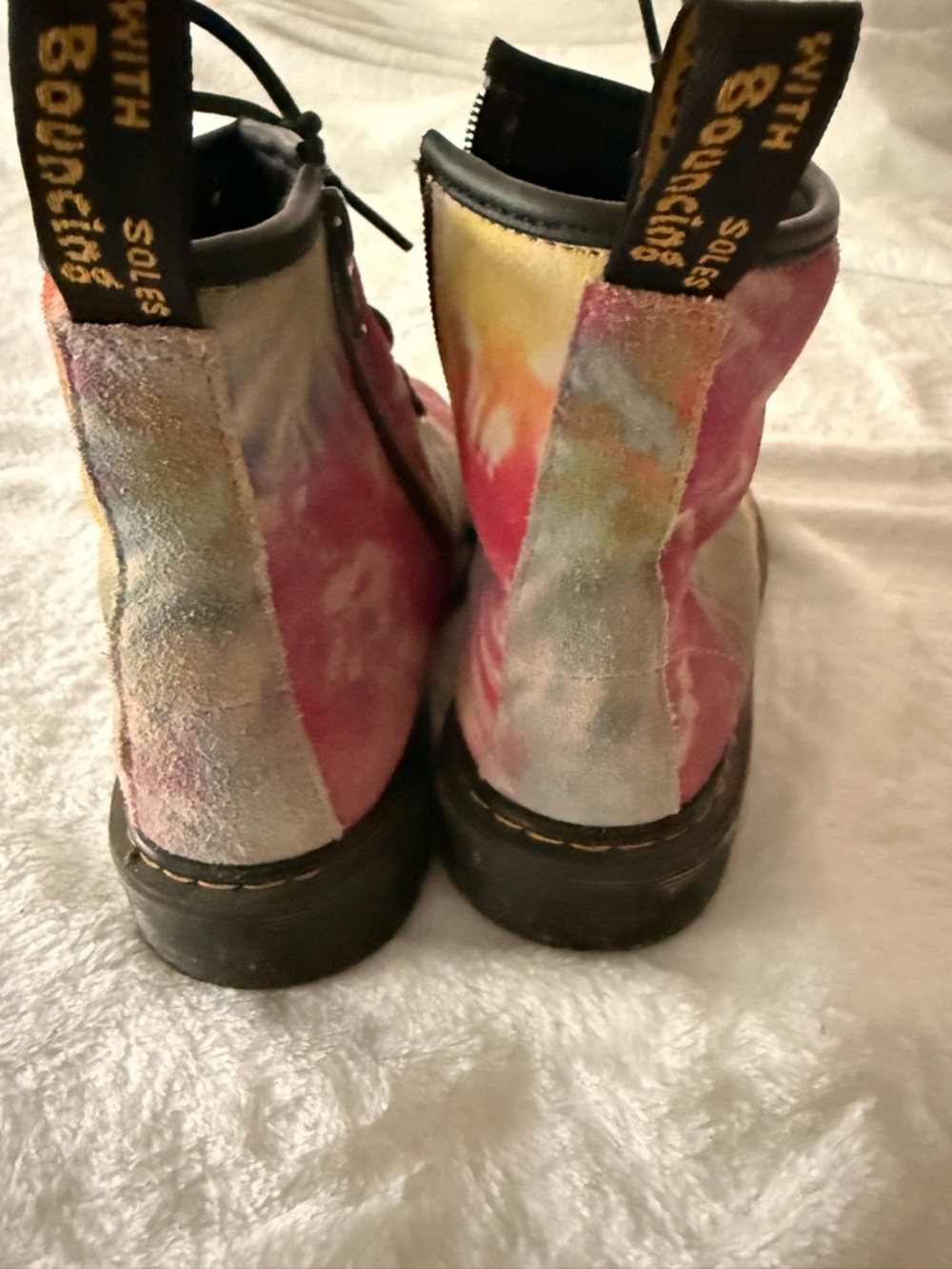 Doc Dr Martens Soft Suede 1460 Youth Tie Dye Girls Lace Up Boots 3 - Picture 11 of 13